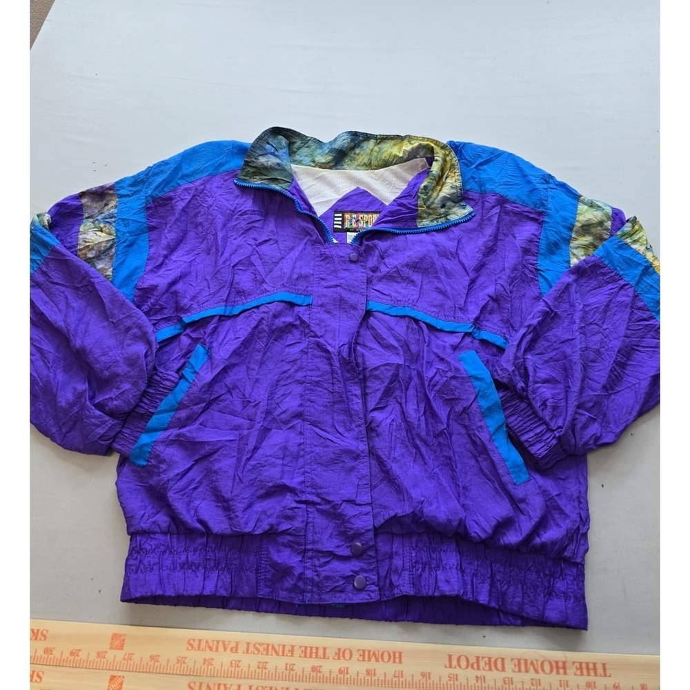Vintage RE Sport by River Edge Purple Colorblock Windbreaker Jacket Medium